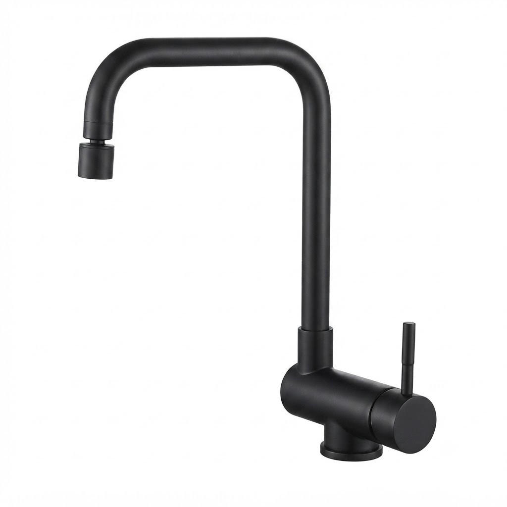 BADEZIMMERARMATUR mit 60 cm Zulaufrohr, schwarz, schwenkbar. - Schwarz, Metall (40/10/25cm) - Vallsero