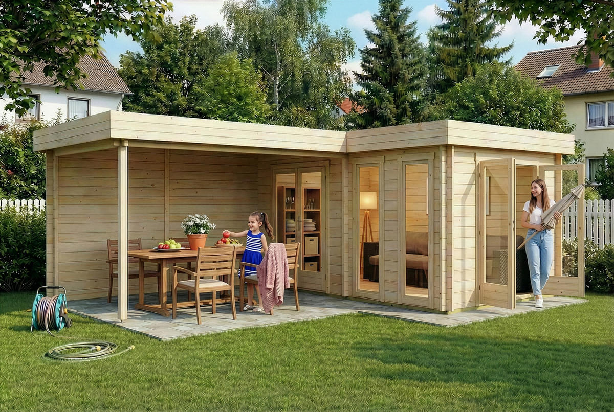 GARTENHAUS Holz Quinta - Naturfarben, Holz (720/236/520cm) - Alpholz