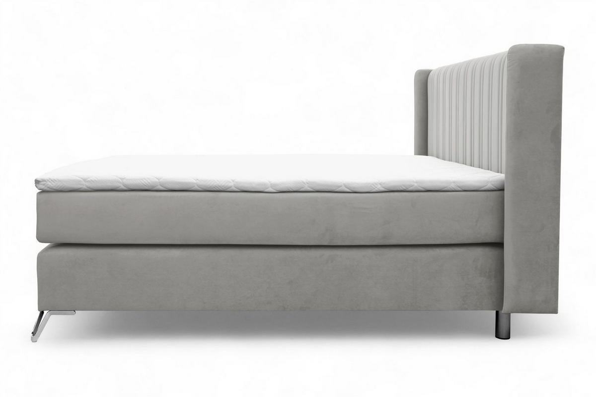BOXSPRINGBETT Agnus - Hellgrau, Holzwerkstoff/Textil (120/200cm) - Fun Möbel