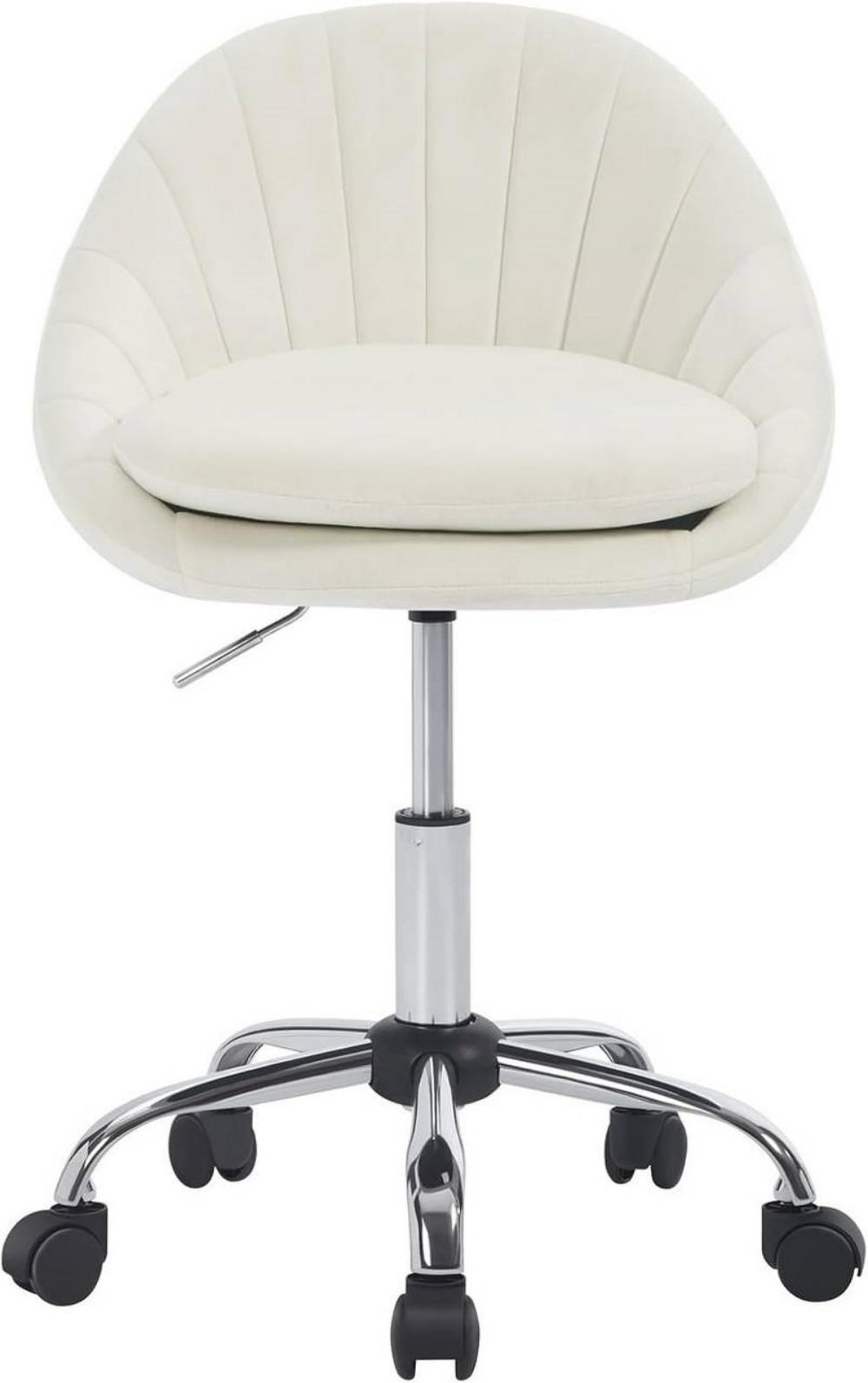 DREHSTUHL ergonomisch, Schminkstuhl, Samt, Cremeweiß - Creme/Schwarz, Textil/Metall (52/72/48cm) - Woltu