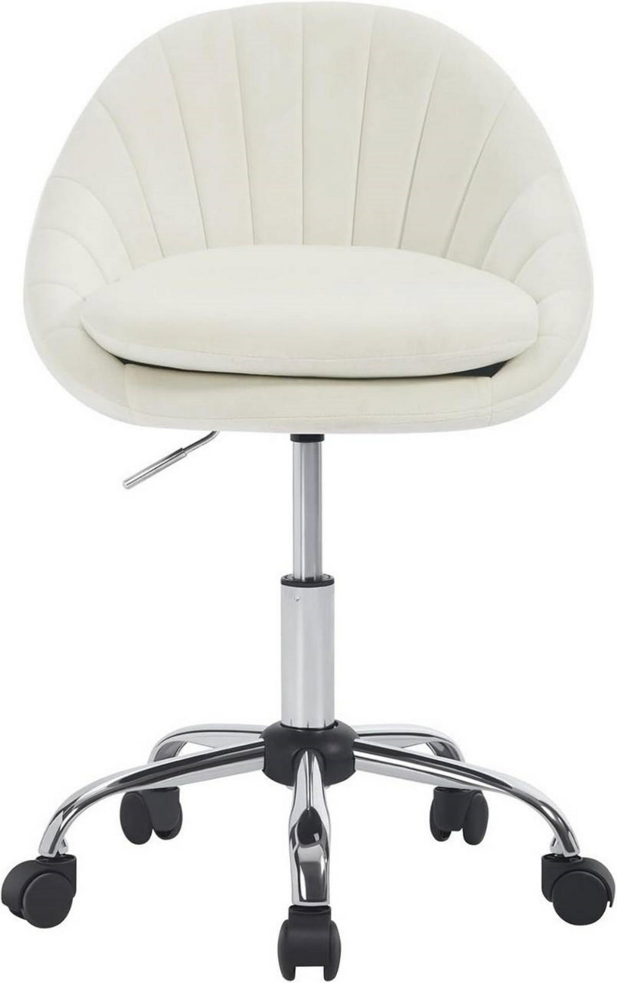 DREHSTUHL ergonomisch, Schminkstuhl, Samt, Cremeweiß - Creme/Schwarz, Textil/Metall (52/72/48cm) - Woltu