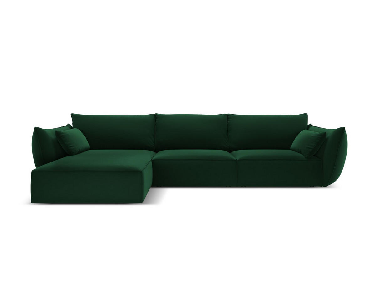 ECKSOFA links Kaelle aus Samt flaschengrün 4 Sitzplätze - Dunkelgrün, Textil (171/308cm) - Micadoni