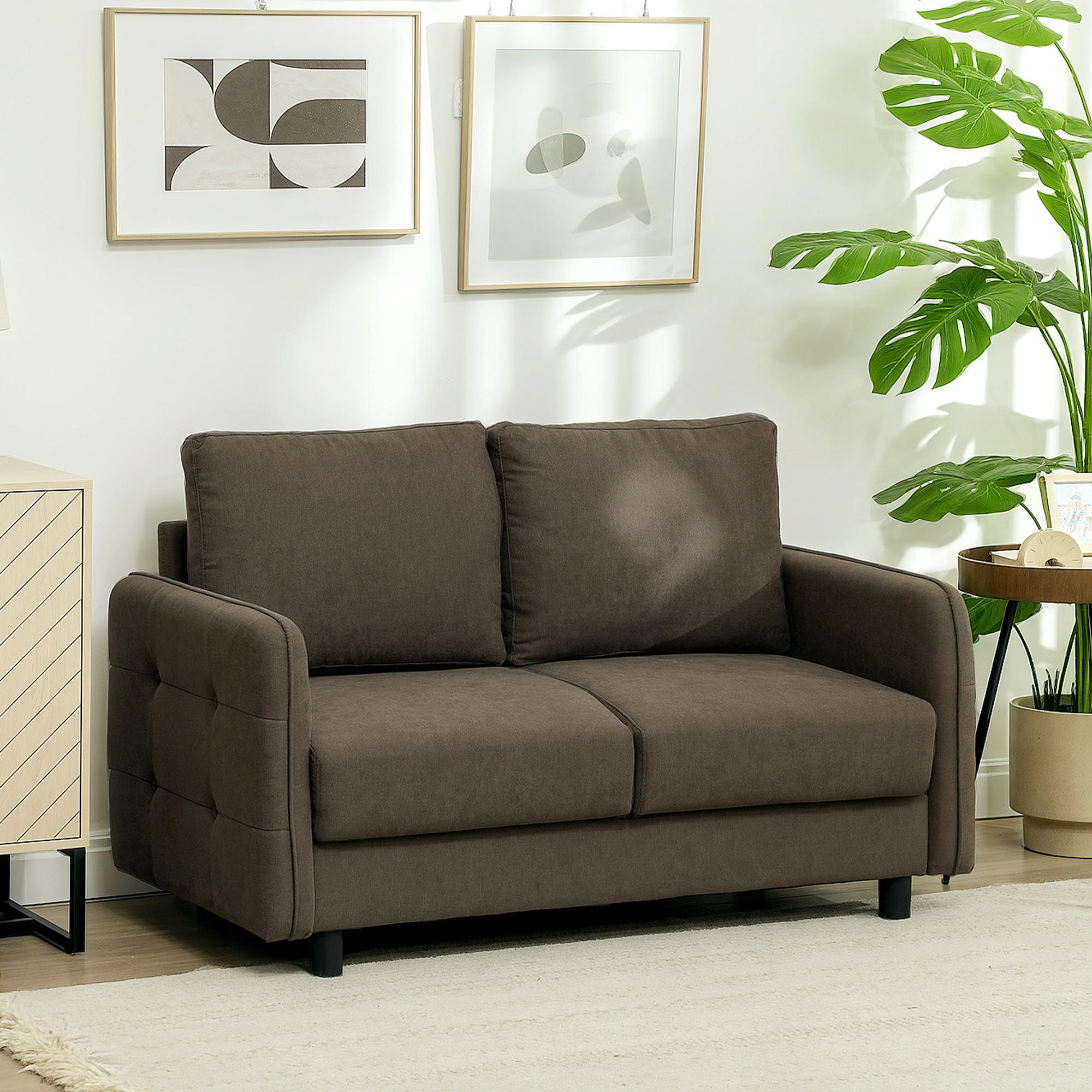 SOFA 2 Sitzer, 136 x 75 x 84 cm, Braun - Braun, Textil (136/84/75cm) - HOMCOM