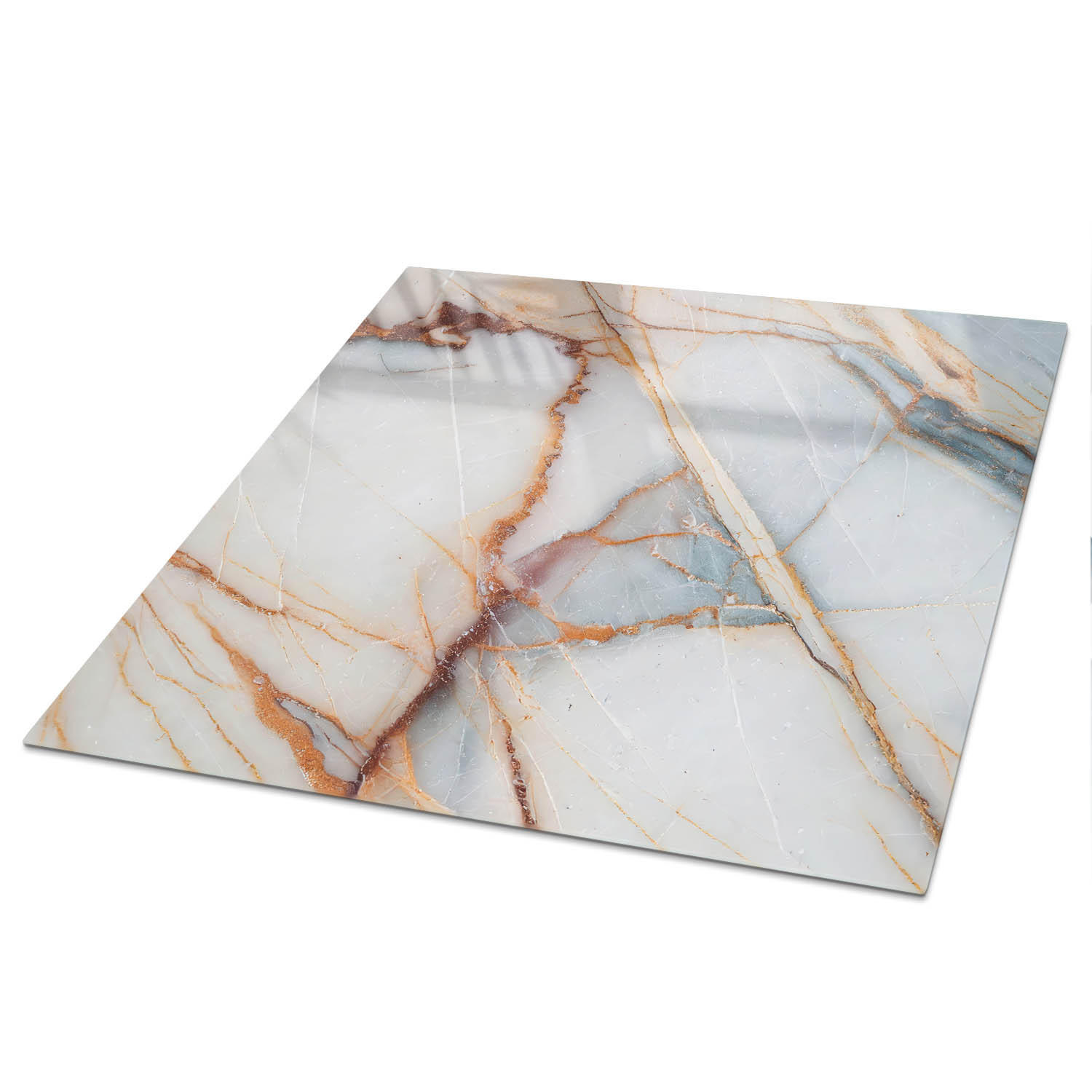 TISCHPLATTE 50x50 cm – Marmor-Eleganz - Weiß, Glas (0.4/50/50cm) - Wallfluent