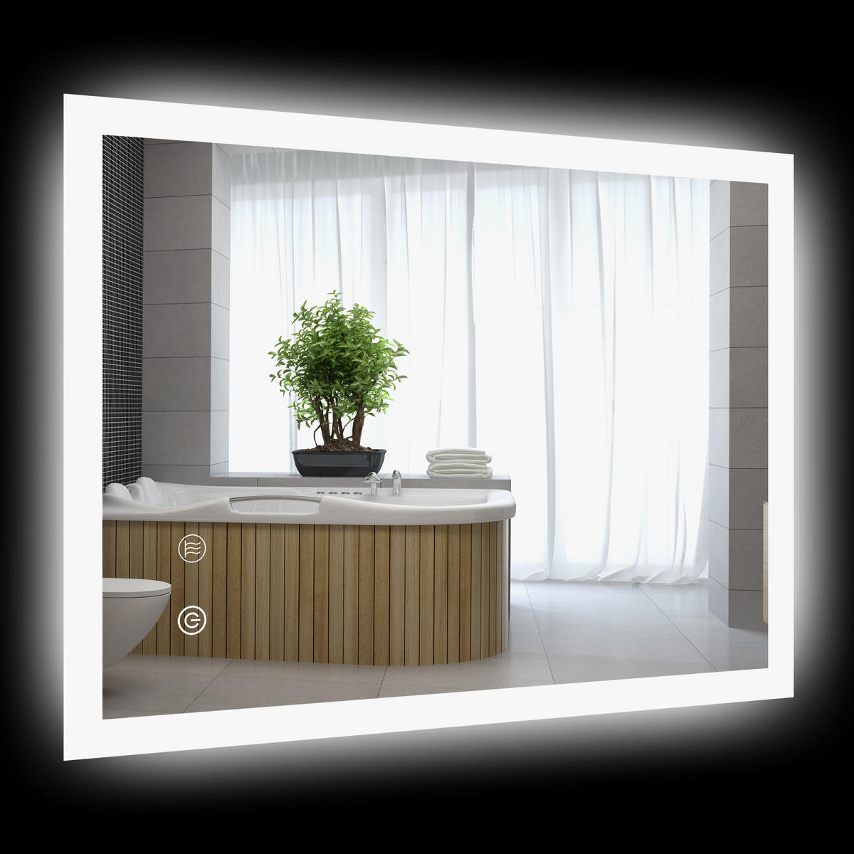 WANDSPIEGEL Silberfarben 70/50/3 cm LED - Transparent, Glas (70/3/50cm) - PANGIVO