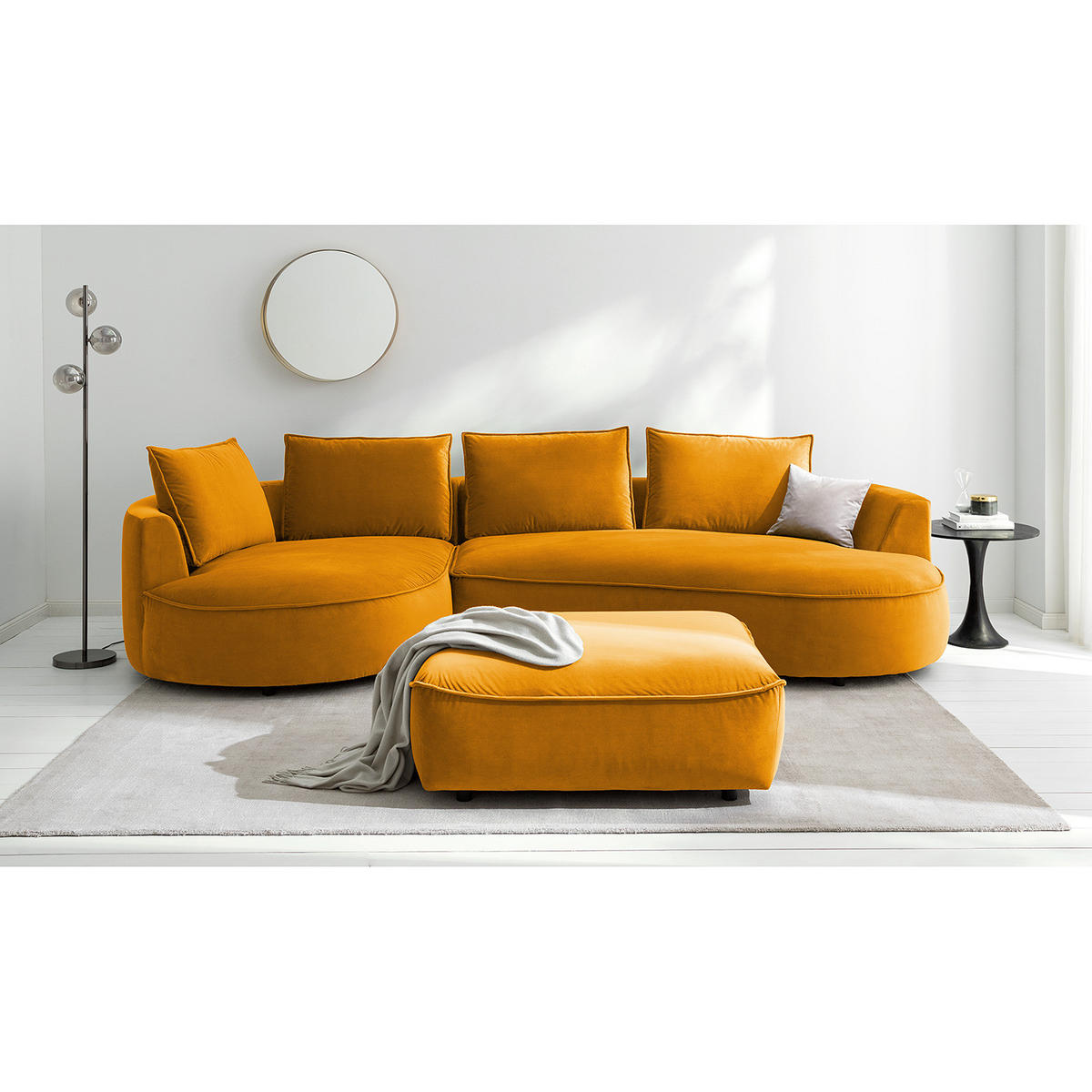 BIGSOFA - Gelb/Orange, Naturmaterialien/Kunststoff (322/82/154cm) - home24