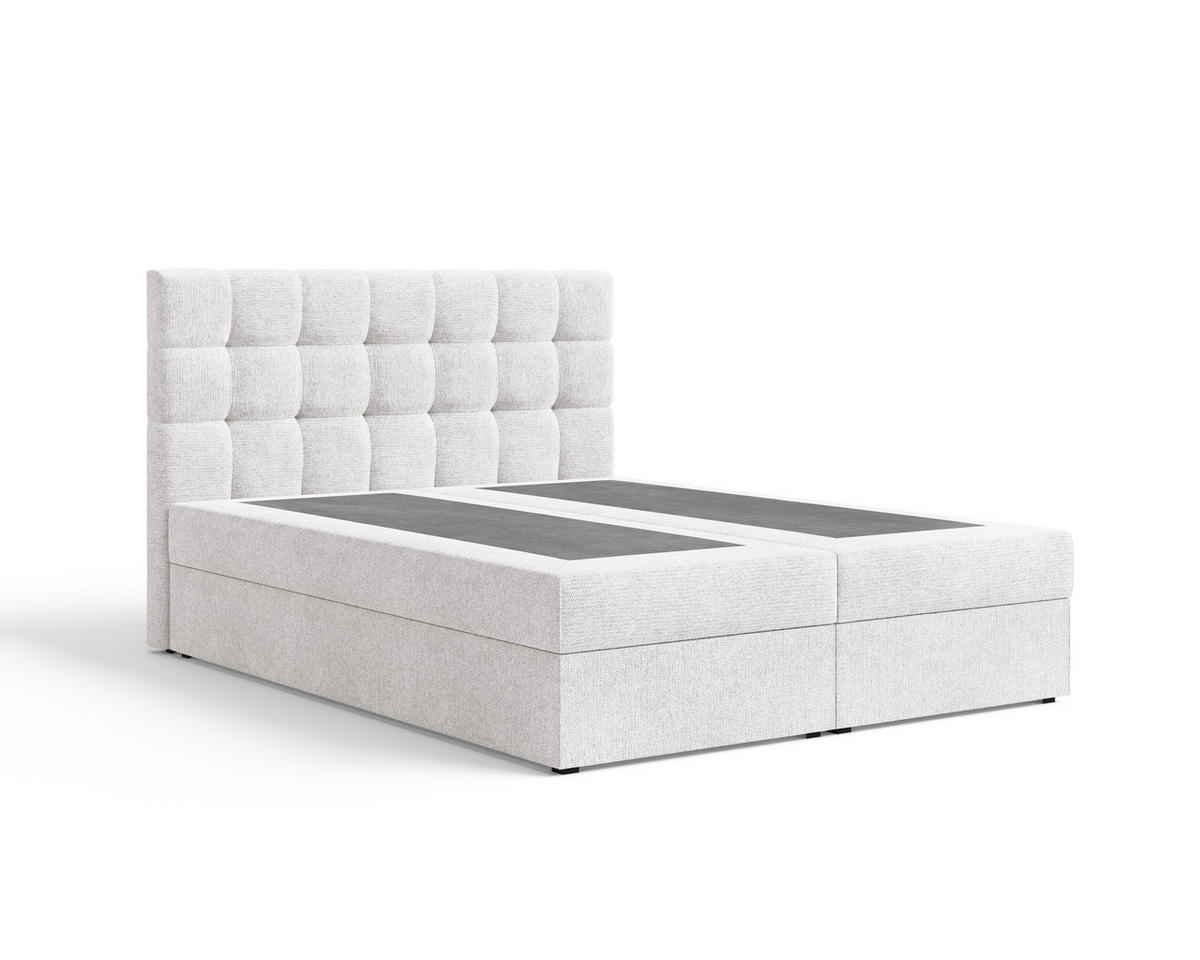 BOXBETT - Bett 05 OSLO - Aragon - 140x200 cm - mit Bettkasten und Komfort-Topper - Weiß, Holz (140/200cm) - ROYAL24_MARKT