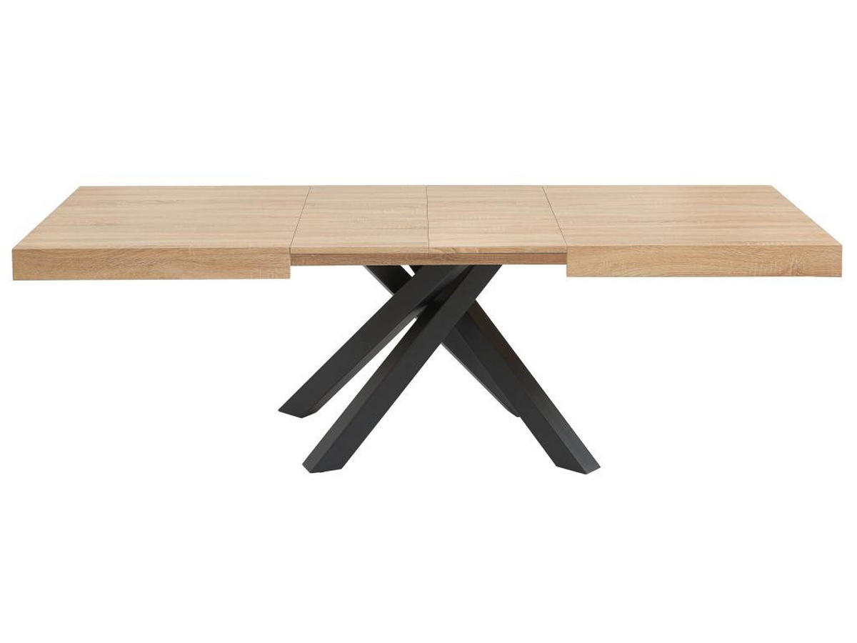 ESSTISCH ausziehbar - 6 bis 10 Personen - MDF & Metall - Naturfarben & Schwarz - CATONAV - Schwarz/Naturfarben, Holz (240/90/75cm) - Vente-Unique