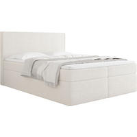 BOXBETT Terra mit Bettkasten, Creme Boucle 120x200 cm – inkl. H3 Matratze und H3 Foam Topper - Beige/Weiß, Holzwerkstoff/Kunststoff (120/200cm) - WFL GROUP