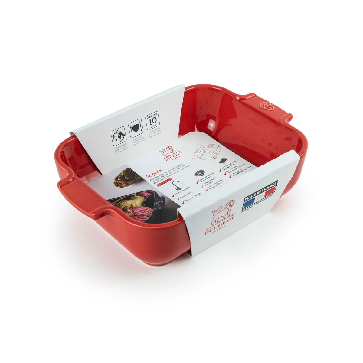 AUFLAUFFORM Keramik Appolia 25cm Rechteckig Rot Spülmaschinenfest - Rot, Keramik (16.8/25/6.2cm) - PEUGEOT