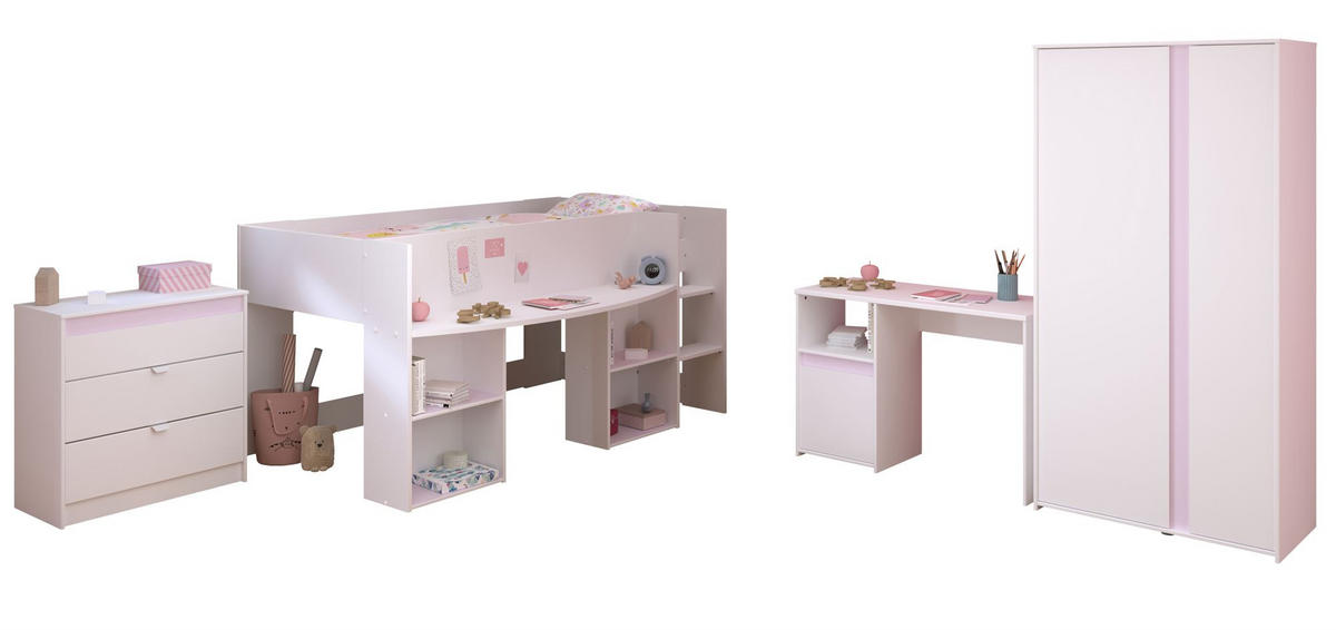 KINDERZIMMER-SET 4-tlg. Parisot Pirouette 11 Holzdekor Weiß - Weiß, Kunststoff (100/1/200cm) - 58aufmkessel