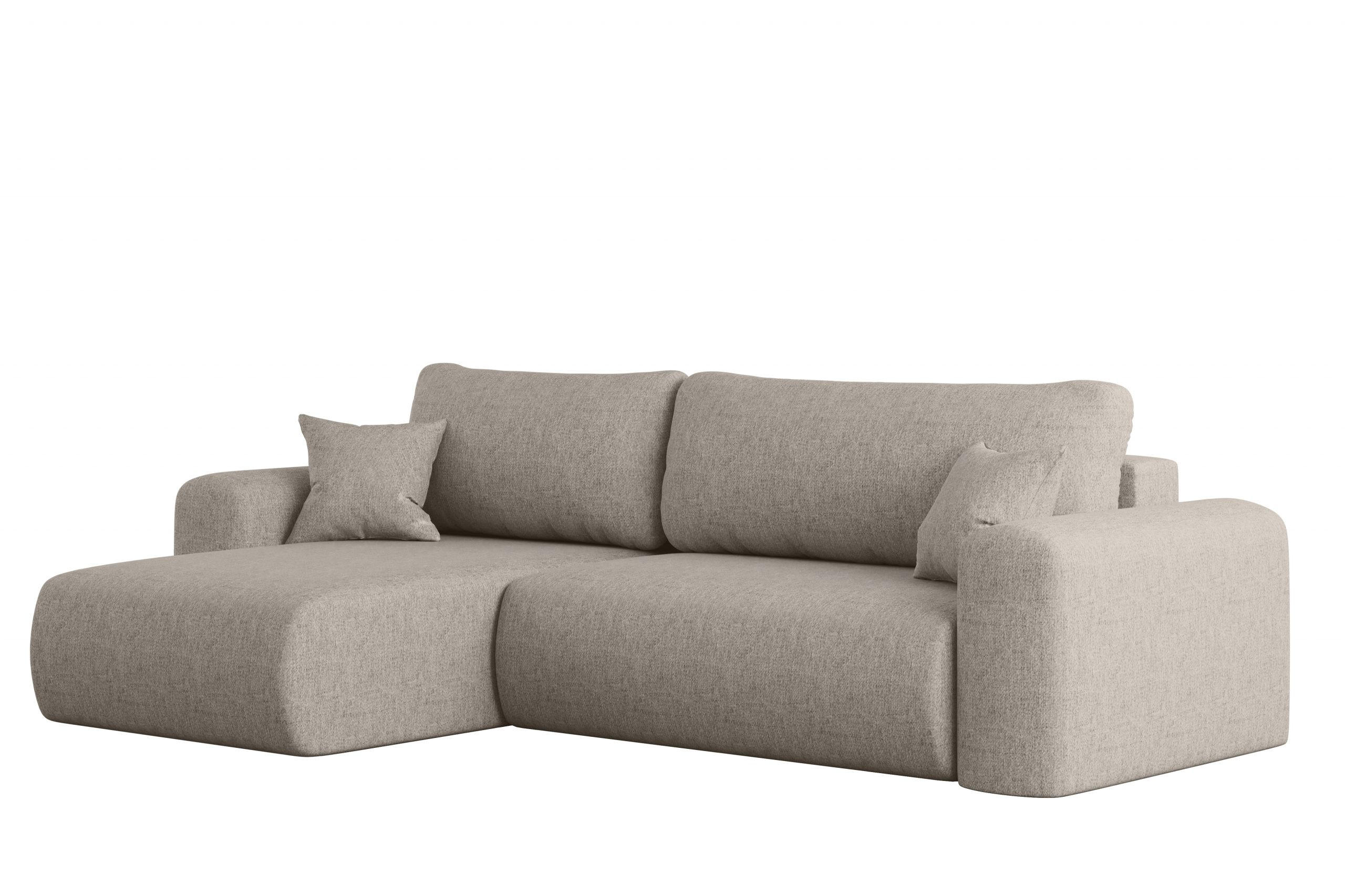 ECKSOFA Mit Schlaffunktion Und Bettkasten L-förmiges Sofa Capri Stoff Verita Links Warmbeige - Cappuccino, Holz (145/272cm) - Kaiser Möbel