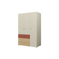 KINDERKLEIDERSCHRANK YOGI 01 120/185 cm in Graubeige / Geölte Eiche / Koralle - Greige/Koralle, Holzwerkstoff (120/185/60cm) - Deine Möbel 24