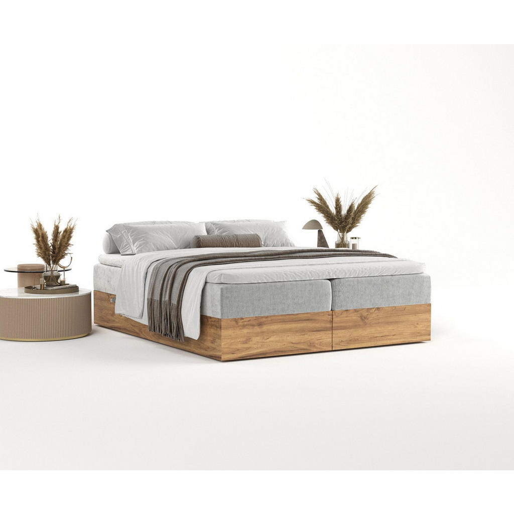 Thumbnail - Maison de Reve Boxbett, Hellgrau, Textil, Buche, Kiefer, H3, Höhe ca. 20 cm, 180x200 cm, Oeko-Tex® Standard 100, FSC 100...