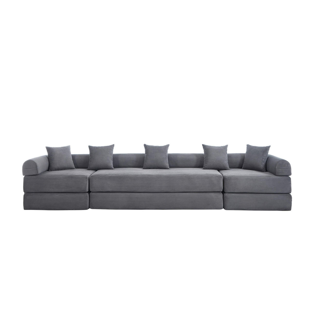 ECKSOFA 270/180/64 cm dunkelgrau aus Corduroy modular - Dunkelgrau, Textil (180/270cm) - OKWISH