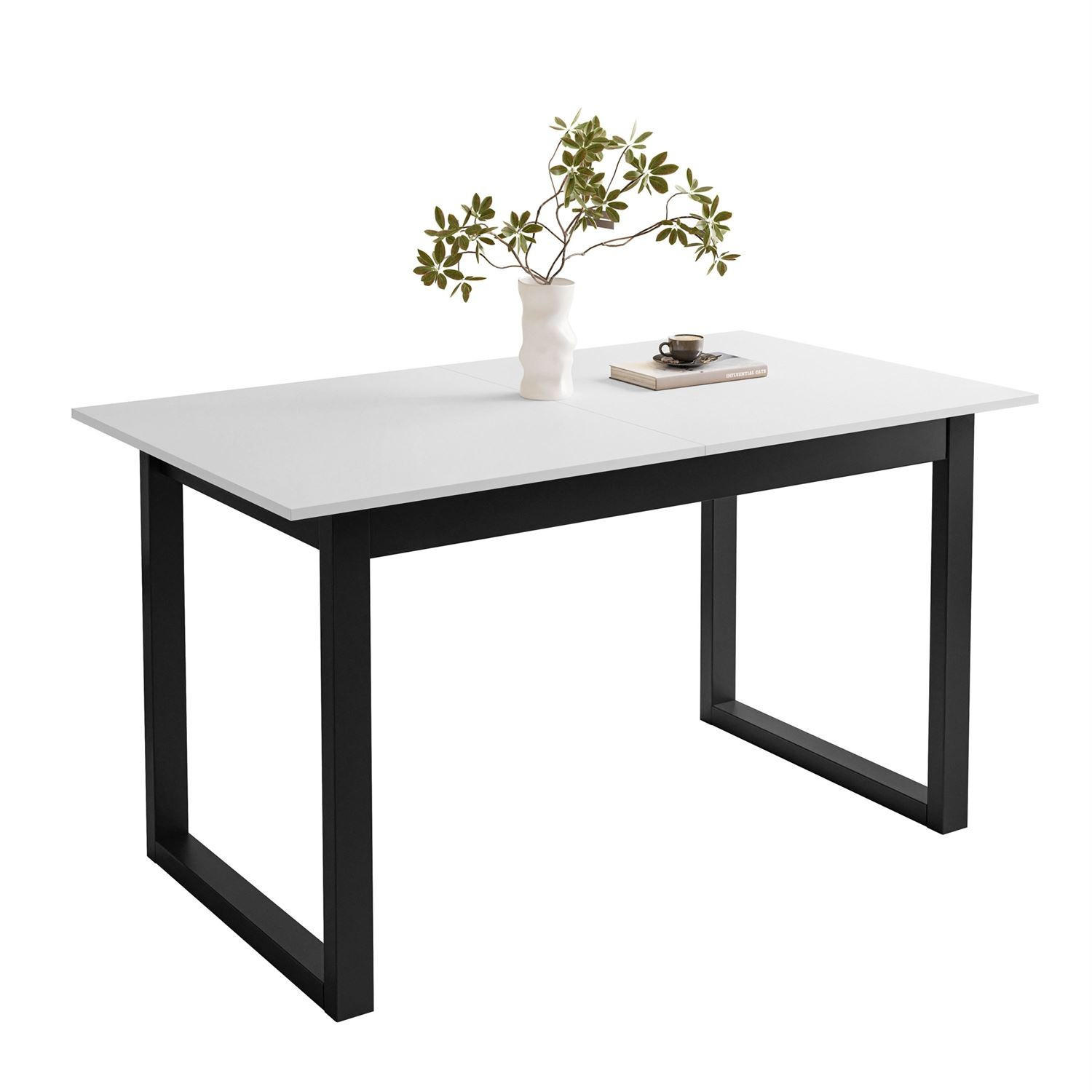 ESSTISCH ARTON II ausziehbarer Tisch 140-195 cm für 6-8 Personen - Schwarz/Weiß, Holzwerkstoff/Metall (140/80/77cm) - Lookway