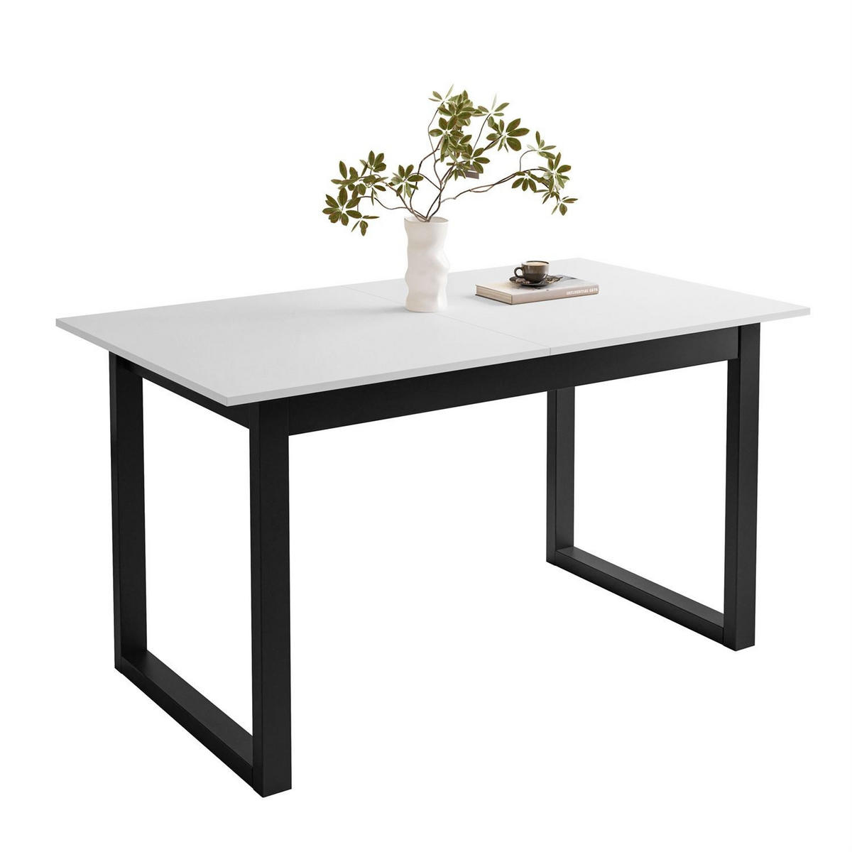 ESSTISCH ARTON II ausziehbarer Tisch 140-195 cm für 6-8 Personen - Schwarz/Weiß, Holzwerkstoff/Metall (140/80/77cm) - Lookway