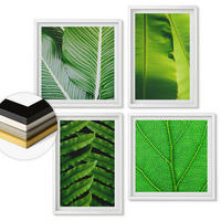 WANDBILDER 4er-Set - 50x50 cm & 40x60 cm Weißer Rahmen - Nahaufnahme von tropischen Blättern - Weiß, Kunststoff (50/50cm) - ArtPrintCave