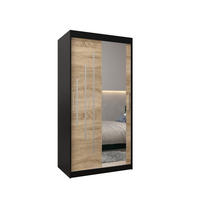 SCHWEBETÜRENSCHRANK 200/100/62 2-türig - Silberfarben/Schwarz, Holz/Kunststoff (100/200/62cm) - Abiks Möbel