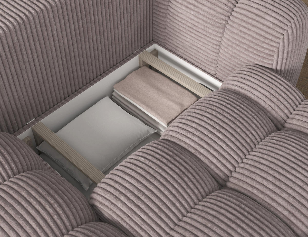 ECKSOFA COVELION L-Form – Schlaffunktion, Bettkasten, Wellenfederung, HR-Kaltschaum, inkl. Kissen, moderner Wohnkomfort - Hellgrau, Kunststoff (260/167cm) - Wohnideebilder