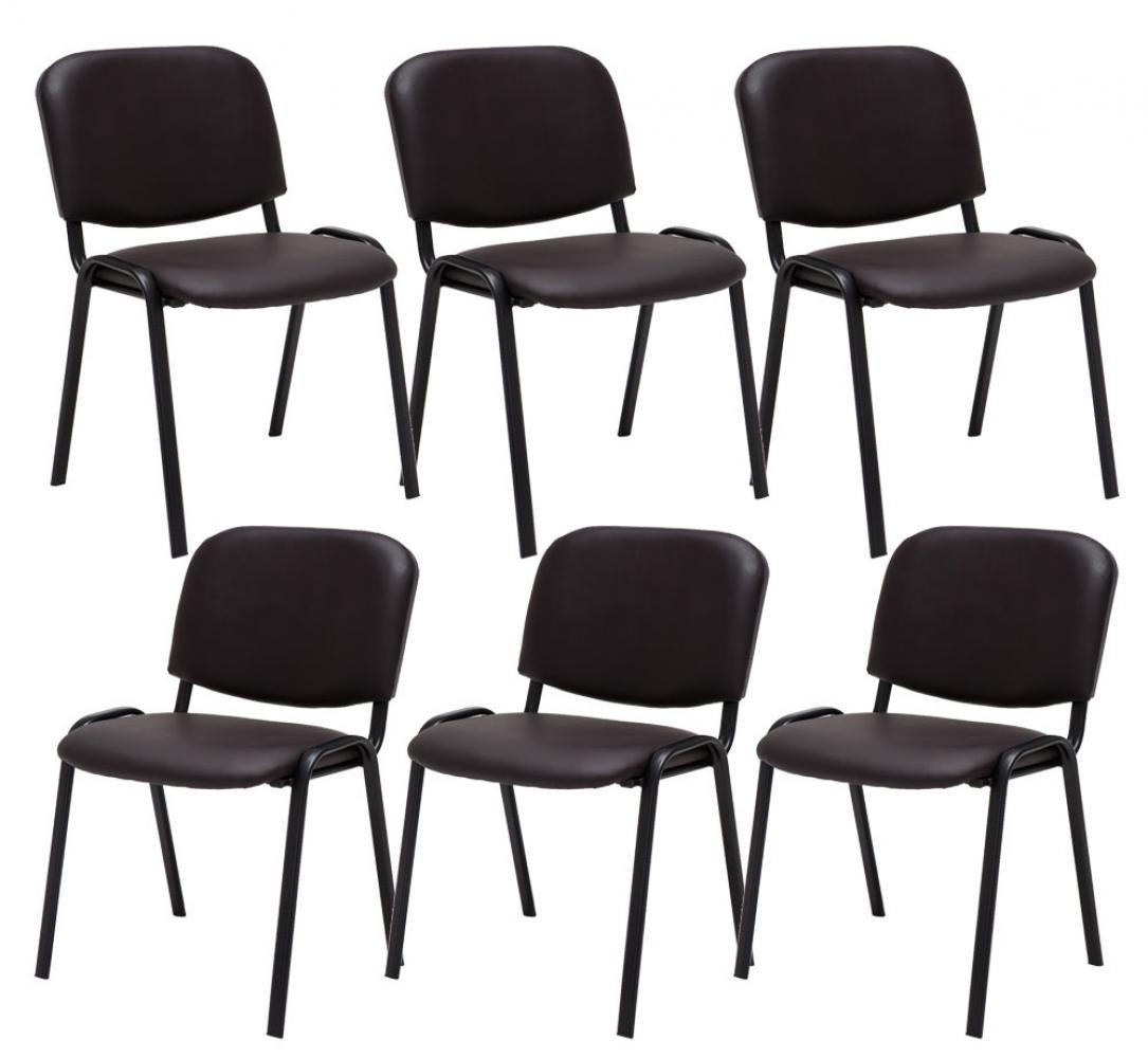 BESUCHERSTUHL 6er Set Lederlook braun - Schwarz/Braun, Textil/Metall (53/83/53cm) - CLP