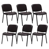 BESUCHERSTUHL 6er Set Lederlook braun - Schwarz/Braun, Textil/Metall (53/83/53cm) - CLP