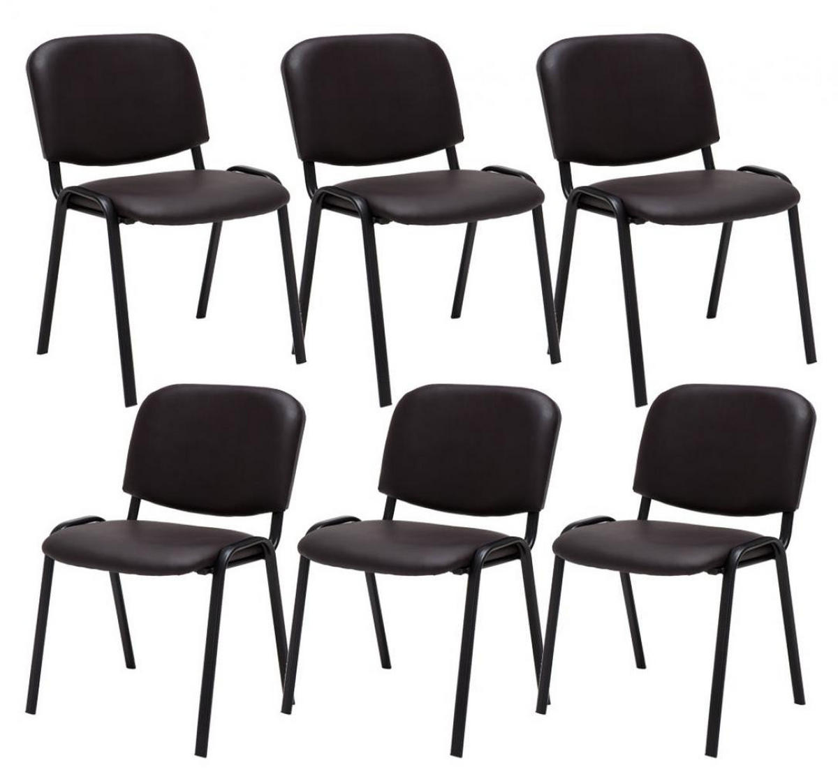 BESUCHERSTUHL 6er Set Lederlook braun - Schwarz/Braun, Textil/Metall (53/83/53cm) - CLP
