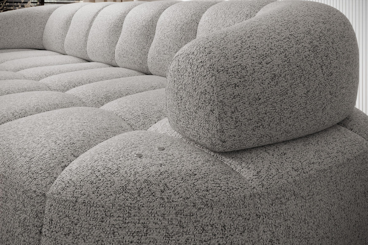 ECKSOFA Wesper S – Eckcouch mit Elektrischer Sitzverstellung, L-förmig, Freistehend, Relaxfunktion, 183x284x79 cm – Rechte, Hellgrau - Hellgrau, Holz/Textil (284/113cm) - DomoHome