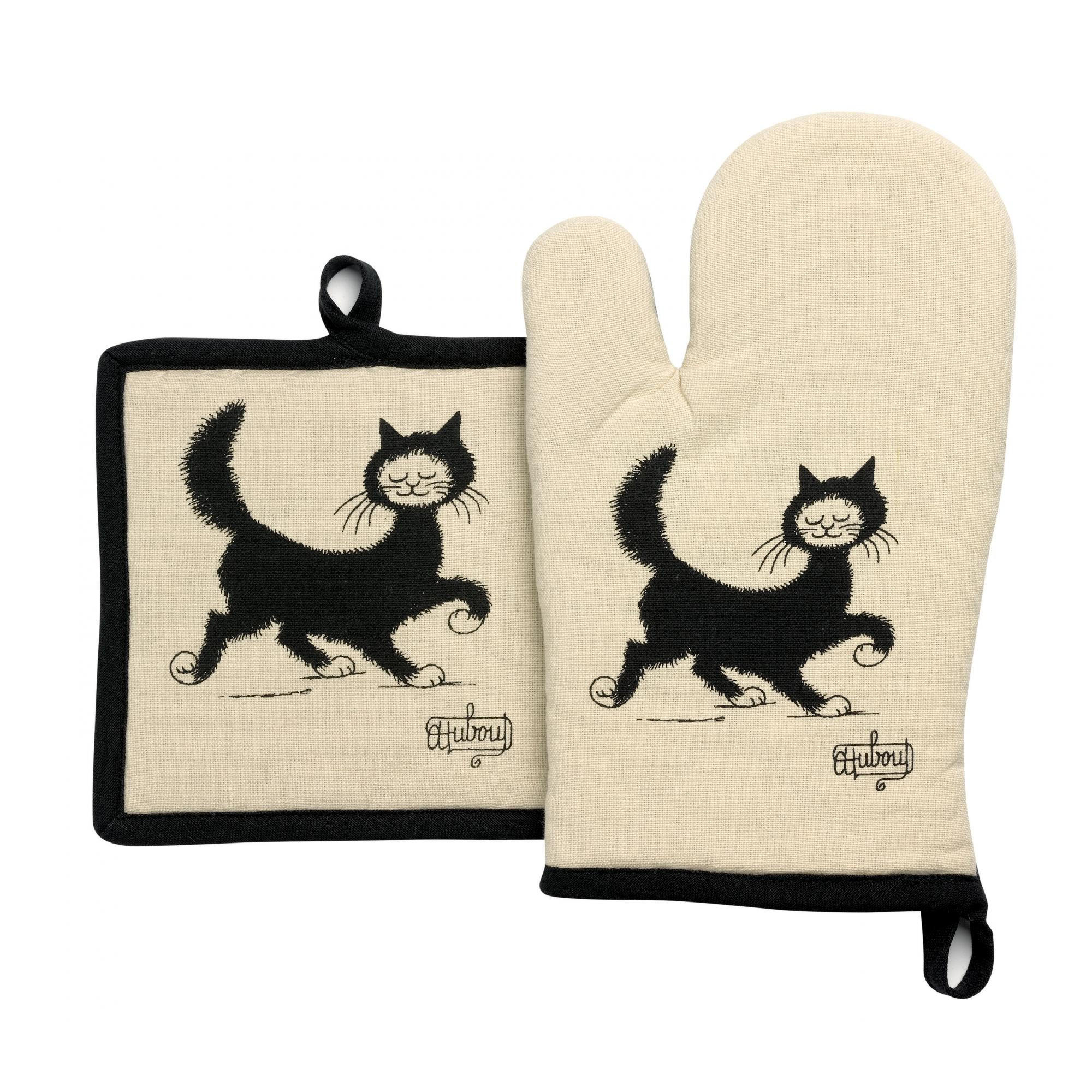 OFENHANDSCHUH UND TOPFLAPPEN Dubout Chat Balade beige 18 x 28 cm - Beige, Textil (18/28cm) - Winkler