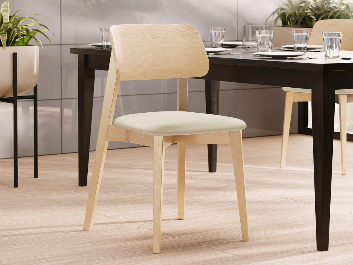 WOHNZIMMER STUHL KT63, Holzfarbe: Buche - Buchefarben/Naturfarben, Holz/Textil (47/80/49cm) - MIRJAN24