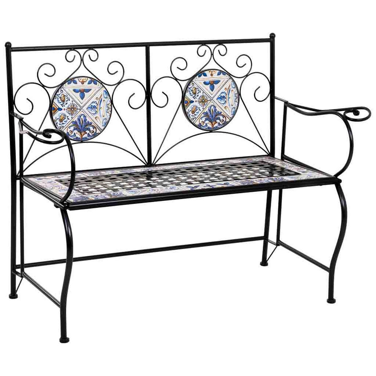 BANK, schwarz, 110x50x88cm - Schwarz, Metall (110/88/50cm) - Wanderlust