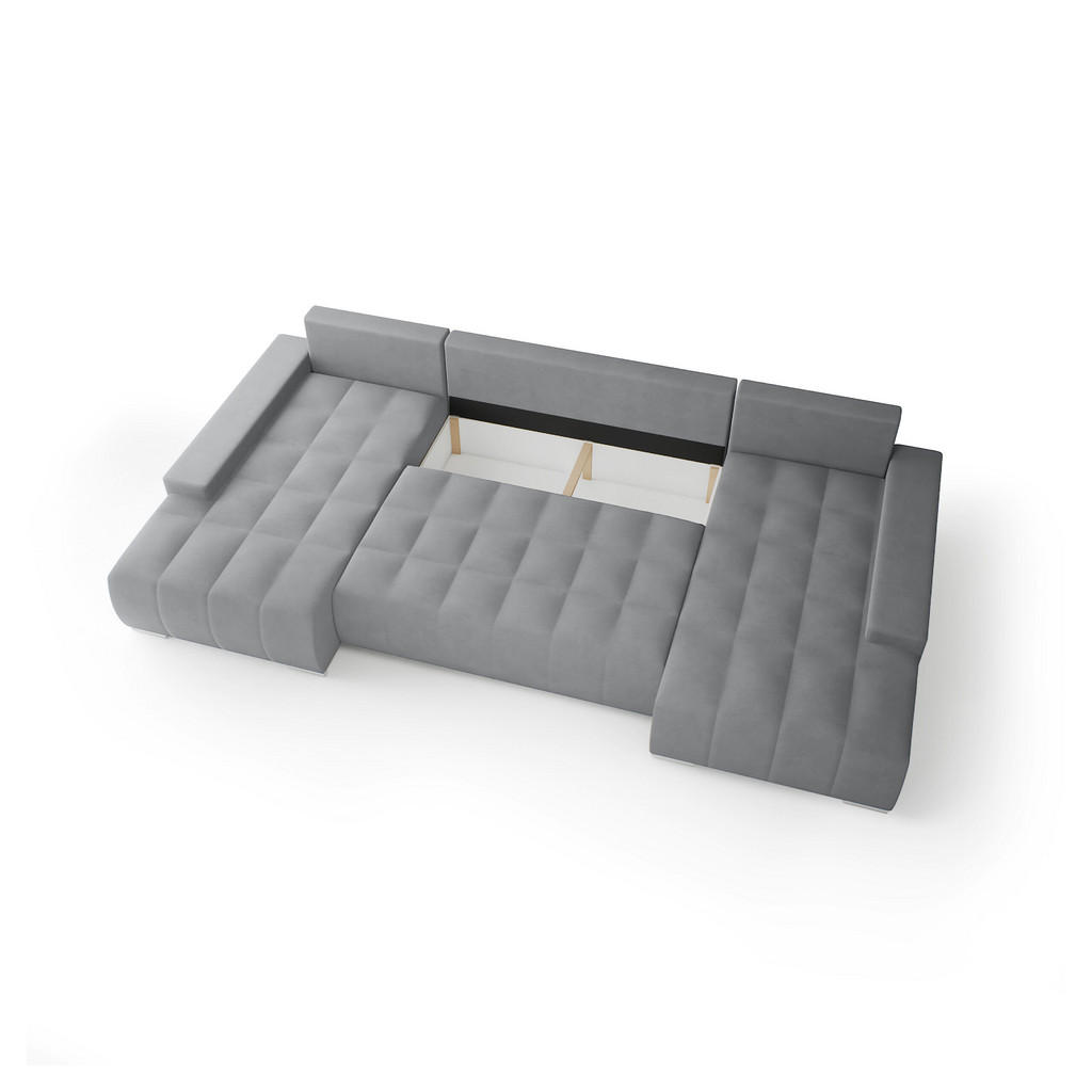 Thumbnail - Meblito Ecksofa, Grau, Textil, U-Form, 350x85x185 cm, Wohnzimmer, Sofas & Couches, Wohnlandschaften, Wohnlandschaften in...