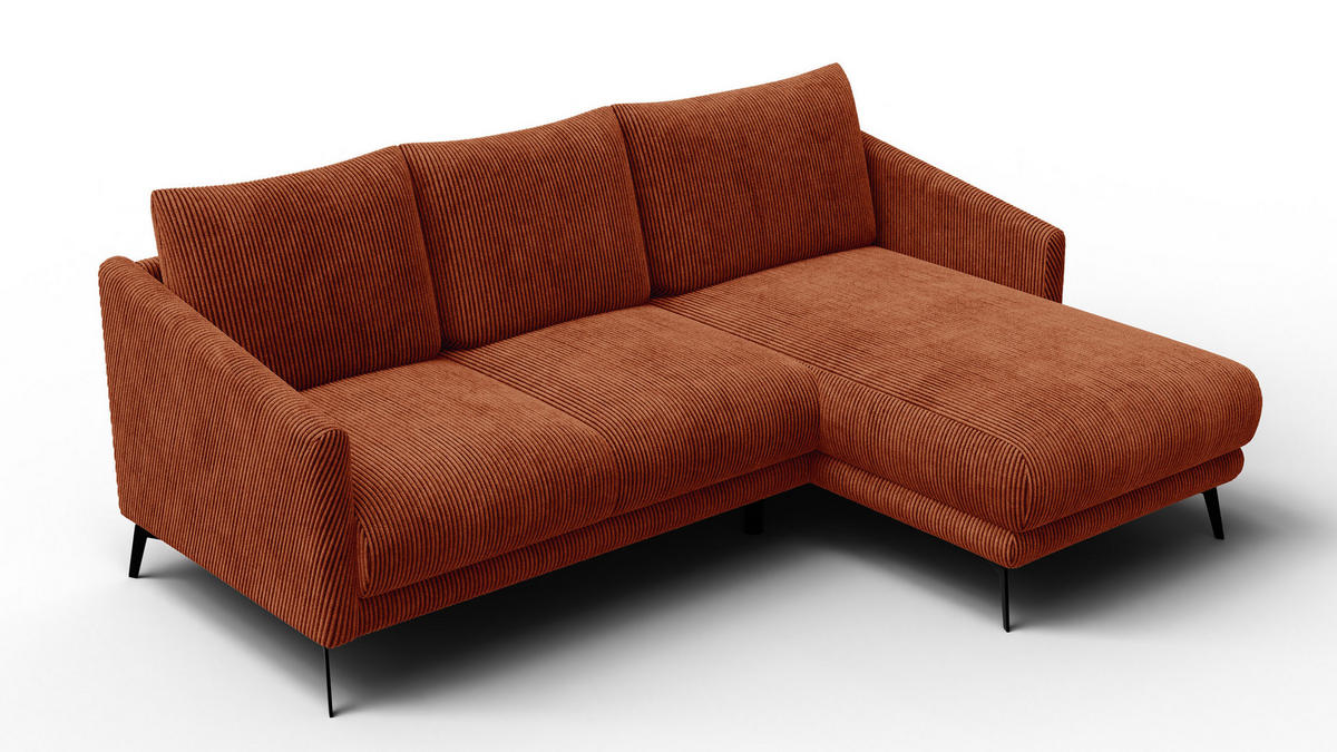 ECKSOFA VILT 3-Sitzer, orange - Schwarz/Orange, Holzwerkstoff/Textil (221/156cm) - Courtois Laville