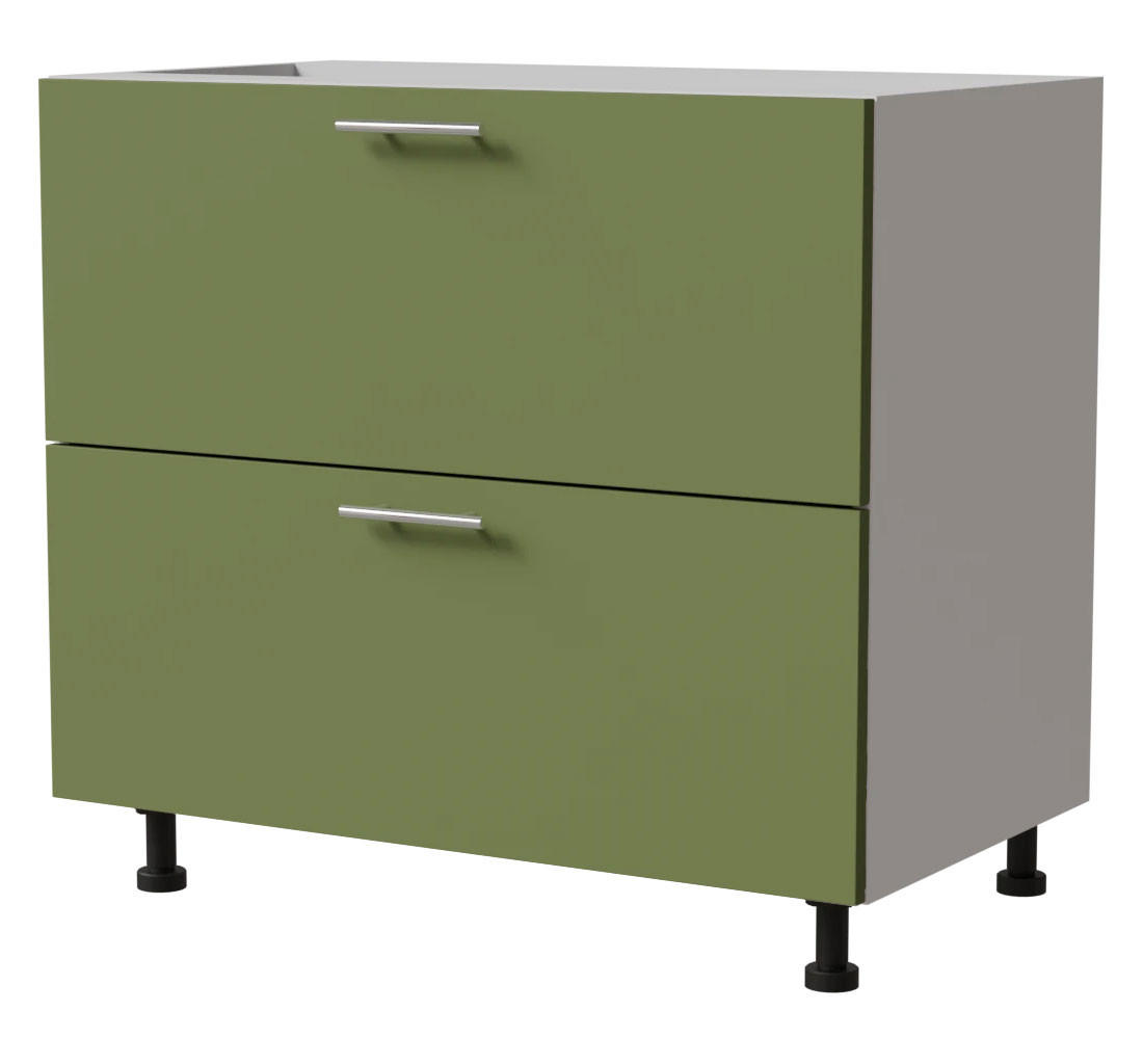 SCHUBLADENUNTERSCHRANK Brerra D2A/90/1A Korpus weiß / Front RAL 6025 farngrün Matt 90 / 50 / 82 cm - Weiß/Grün, Holz/Holzwerkstoff (90/82/50cm) - Feldmann-Wohnen