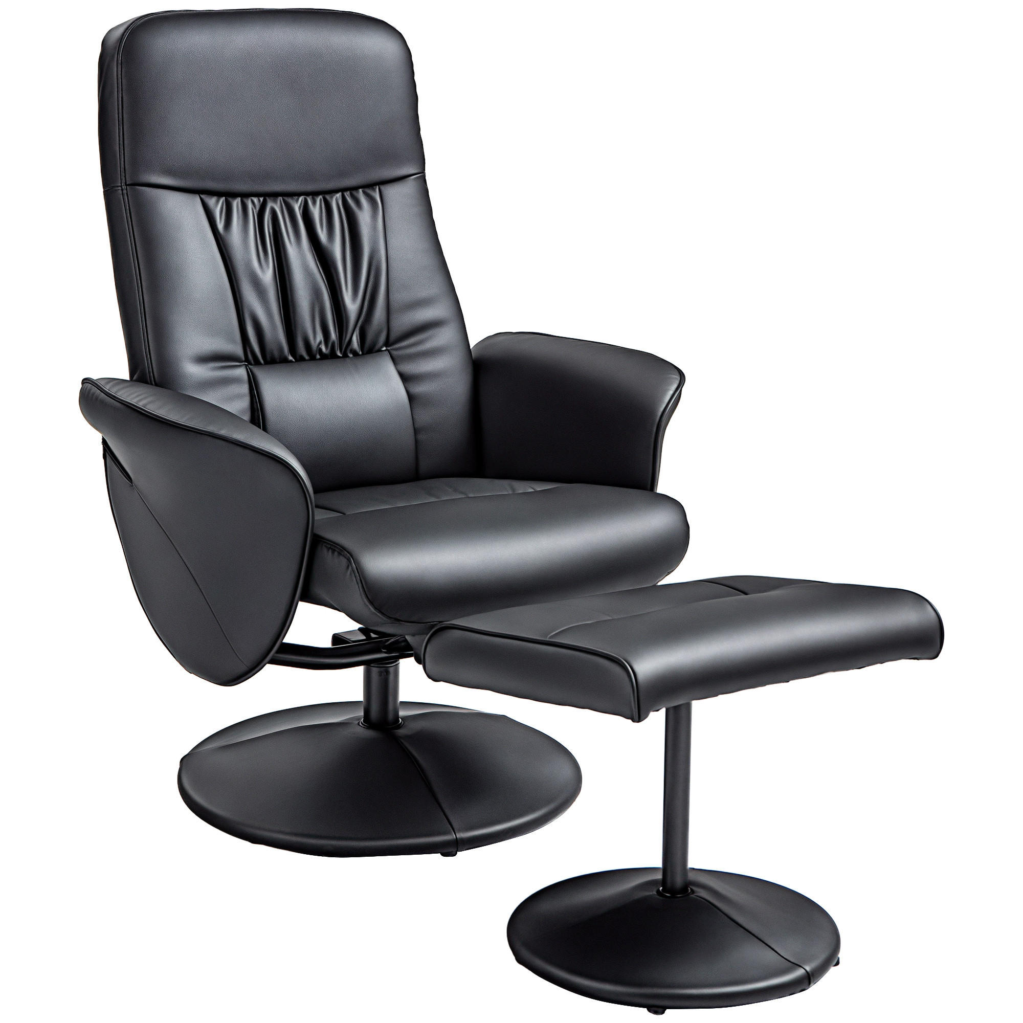 RELAXSESSEL DE-07507 mit Fußhocker, höhenverstellbar und neigbar Schwarz - Schwarz, Metall (76/101/81cm) - ComfortXL