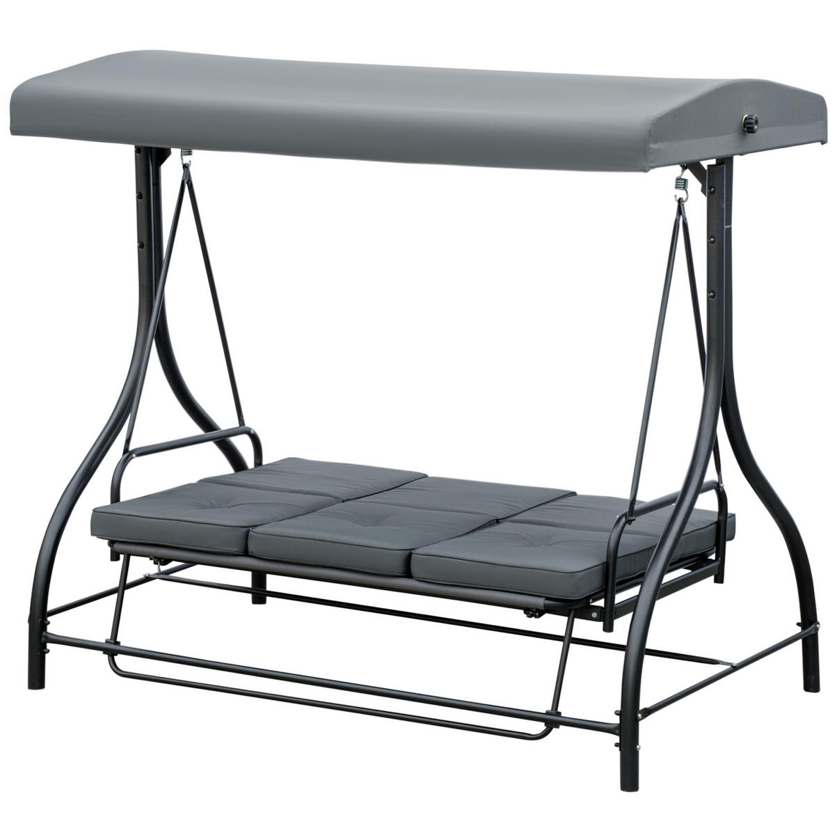GARTENSCHAUKEL 3-Sitzer mit Liegefunktion - Grau, Metall (195/175/117cm) - PANGIVO