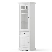 VITRINE Belluno Elegante Kiefer weiß (RAL9010) lackiert 59,5 / 44 / 190cm - Weiß, Holz/Metall (60/190/44cm) - Feldmann-Wohnen