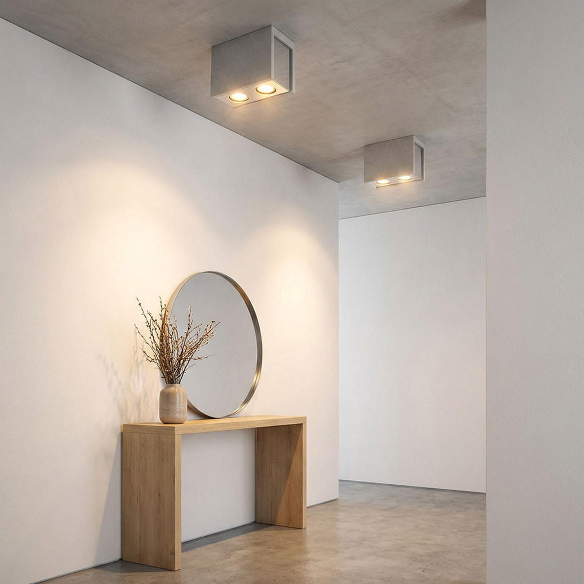 DECKENLEUCHTE Metall Beton Grau 2 Flammig 3er Set - Grau, Stein (18/10/14.7cm) - Globo Lighting