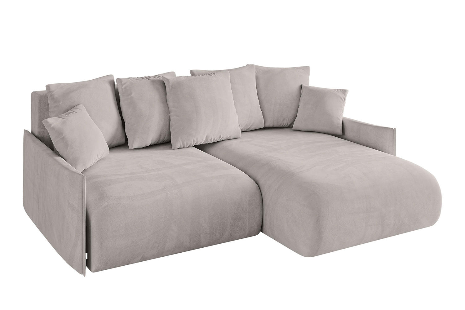 ECKSOFA Ottomane rechts ONESK-L-v1 216x177x72 Hellbraun Velours - Hellbraun, Holzwerkstoff/Kunststoff (177/216cm) - ALTDECOR