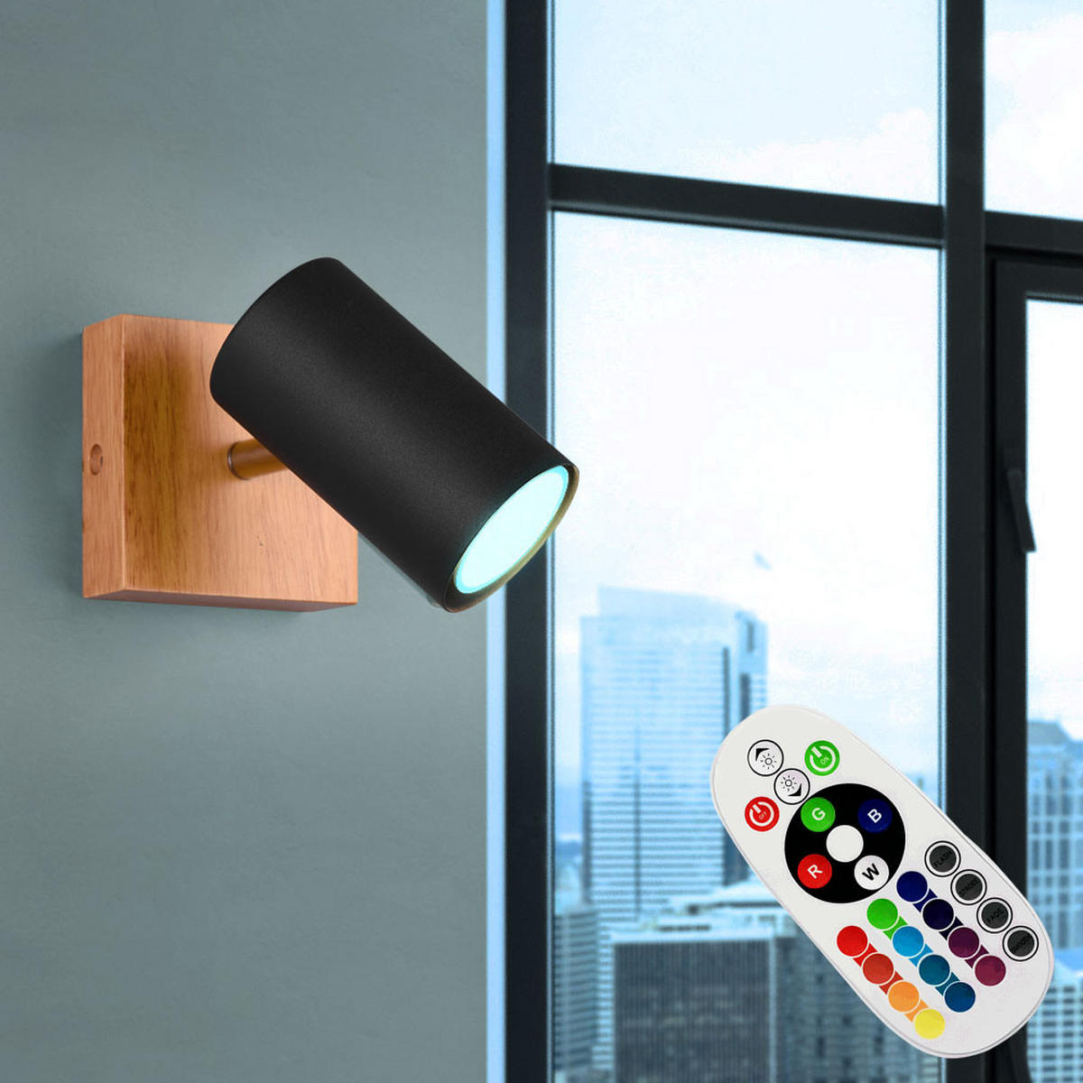 LED WANDLEUCHTE Marley Holz Schwarz - Schwarz, Holz (9/16/12cm)