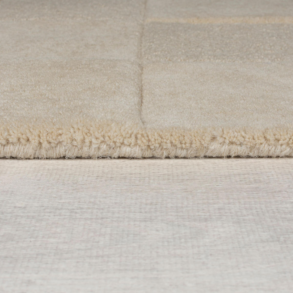 WOLLTEPPICH Schachbrett-Design, elegant, naturfarben DEBEN SETH, Beige-Braun 120x170 cm - Beige, Textil (120/170cm) - KADIMA DESIGN