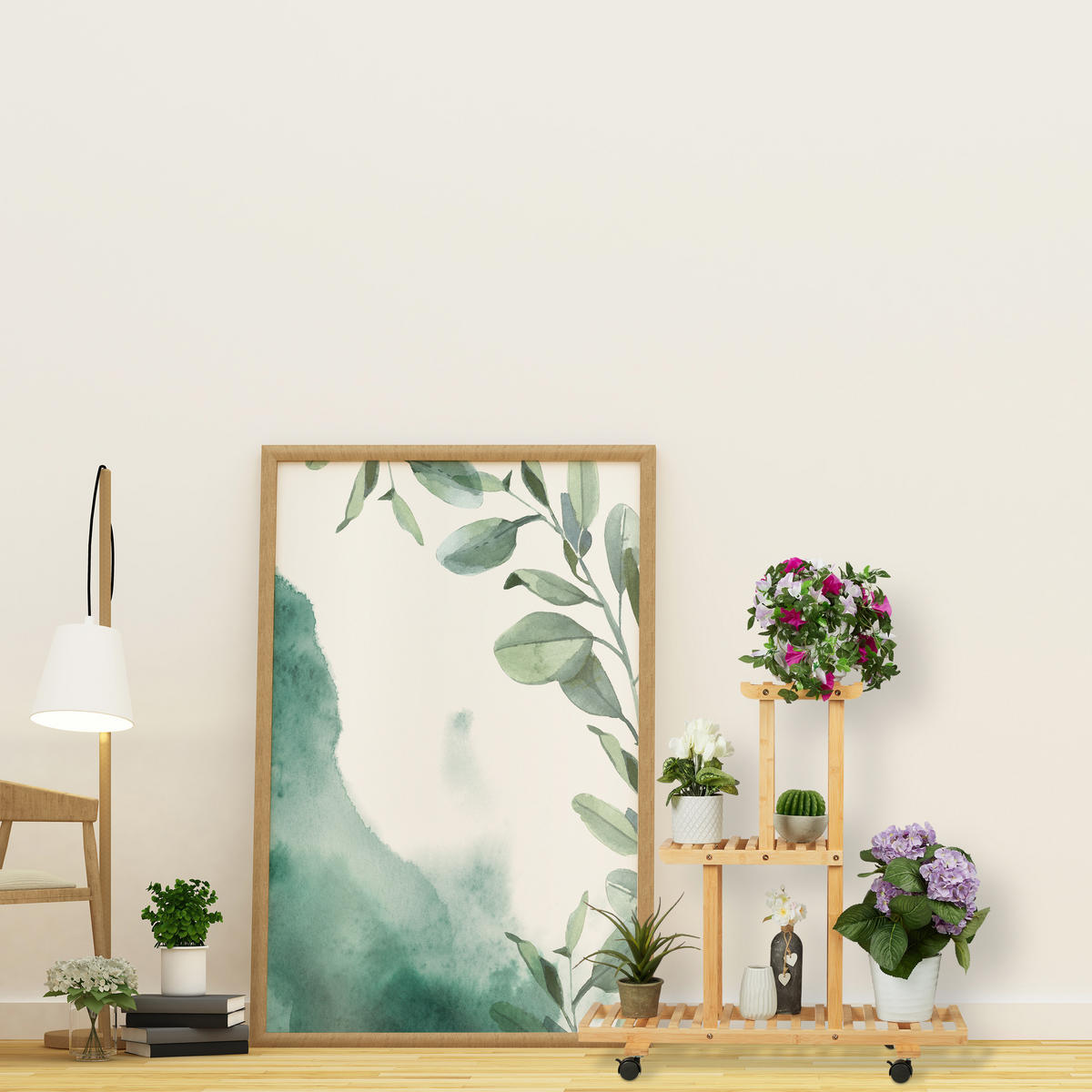 PFLANZENREGAL - Hellbraun, Holz (81/82/36cm) - Relaxdays