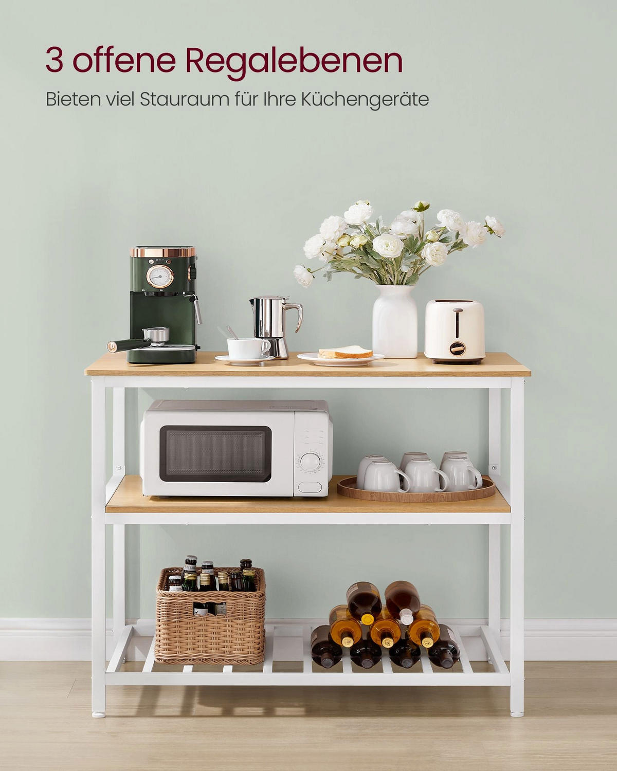 KÜCHENREGAL TALLINN - Weiß, Metall (100/90/60cm) - Hansiro