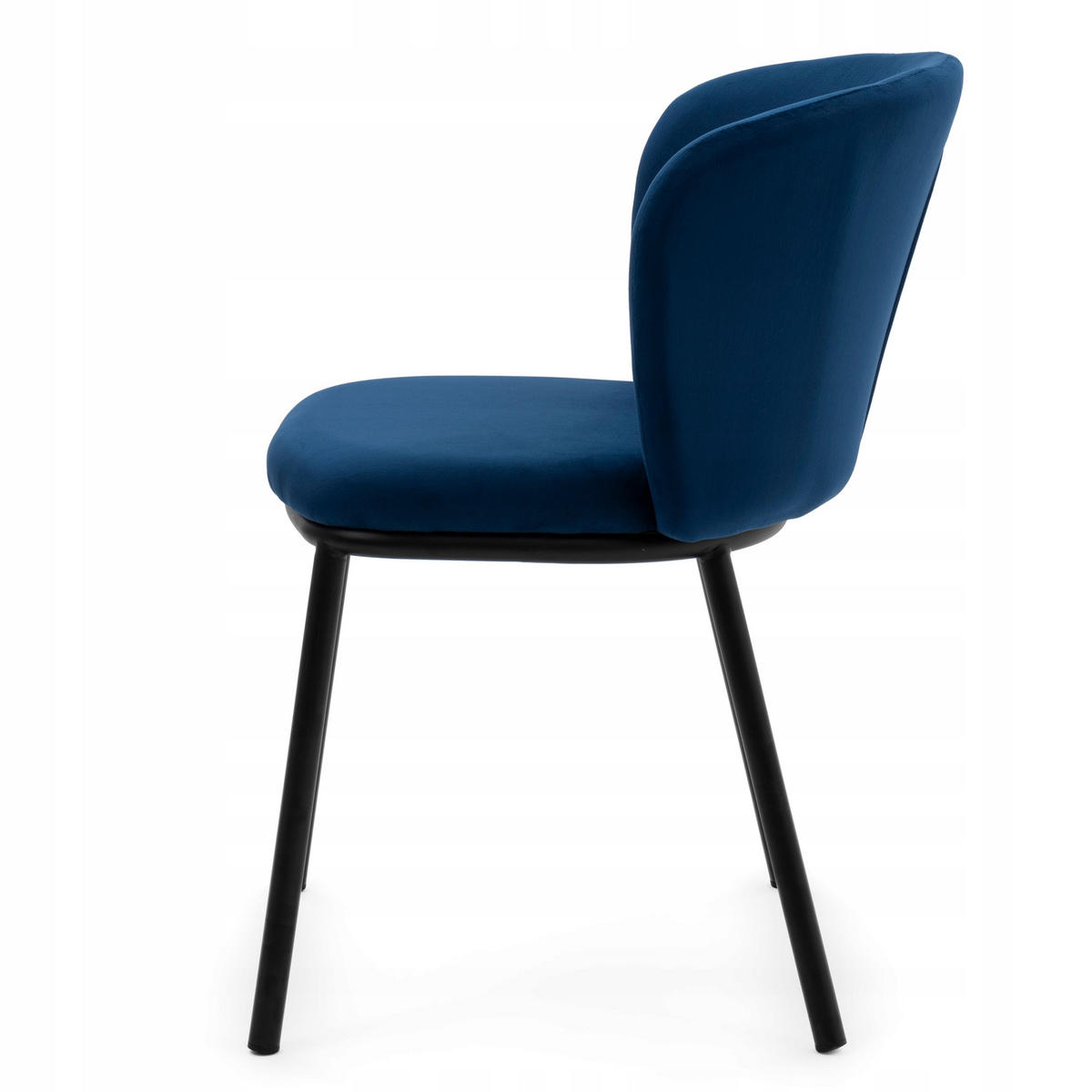 STUHL BARI gepolsterter mit Steppung - dunkelblau - Samt Velour - Schwarz/Dunkelblau, Textil/Metall (54/81/57cm) - NEW HOME