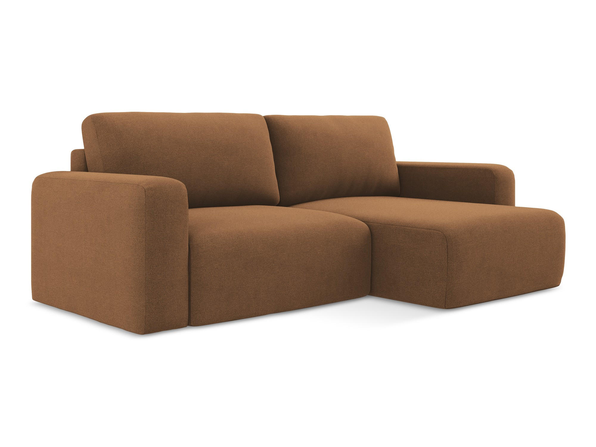 ECKSOFA mit Schlaffunktion rechts Strukturstoff Stoff Orange - Beige/Terra cotta, Kunststoff/Textil (244/149cm) - Makamii