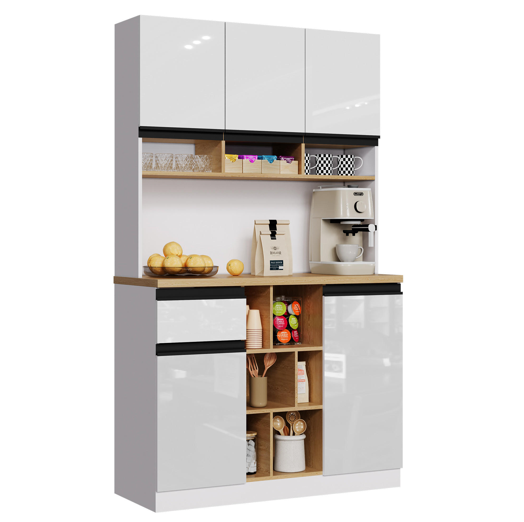 BUFFET 105/185/45 cm Weiß aus MDF mit verstellbaren Einlegeböden - Weiß, Holzwerkstoff (45/185/105cm) - OKMYHOME
