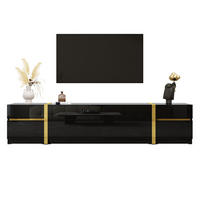 TV stolek 180/40/38 cm s vysokým leskem, 4 zásuvkami a 2 dvířky, úložný prostor, Černá - černá, kompozitní dřevo (180/38/40cm) - Redom