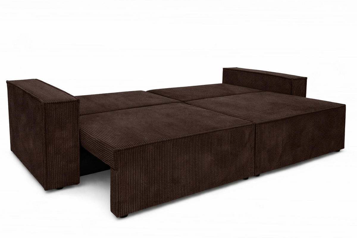SOFA Mit Schlaffunktion Und Bettkasten, Cordstoff Poso, Braun, BEST SCORNER - Braun, Holz (245/83/90cm) - Kaiser Möbel