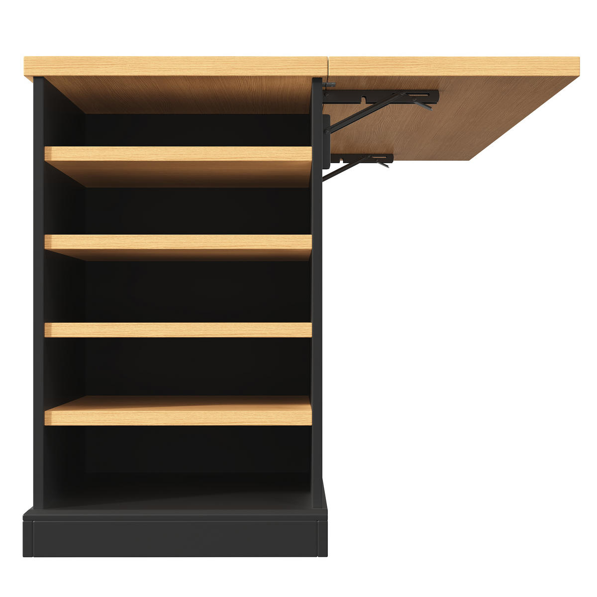 BARTISCH KLAPPBAR LED Weinregal Schublade USB - Schwarz, Holzwerkstoff (120/90/70cm) - FLIEKS