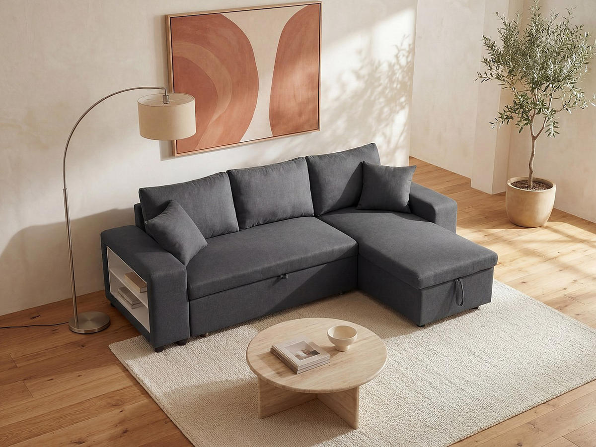 SCHLAFSOFA - 4 Personen - Stoff - Anthrazitgrau - - Anthrazit, Textil (240/84/145cm) - Vente-Unique